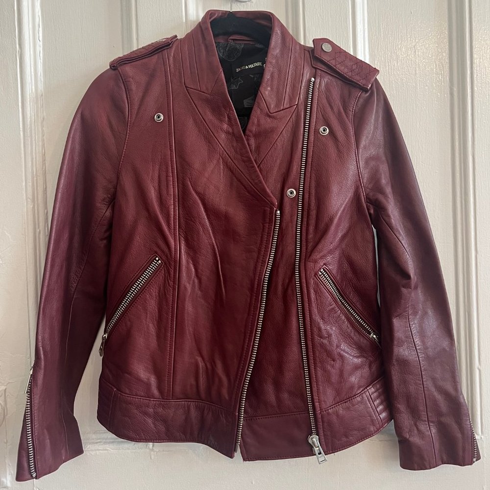 Zadig & Voltaire loon bloom prune leather jacket